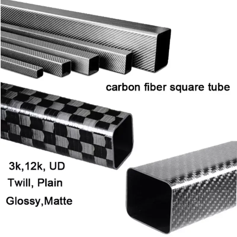 Manico in fibra di carbonio 3K a tubo quadrato in fibra di carbonio